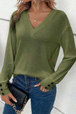 Decorative Button V-Neck Long Sleeve T-Shirt - Trendsi - Flyclothing LLC