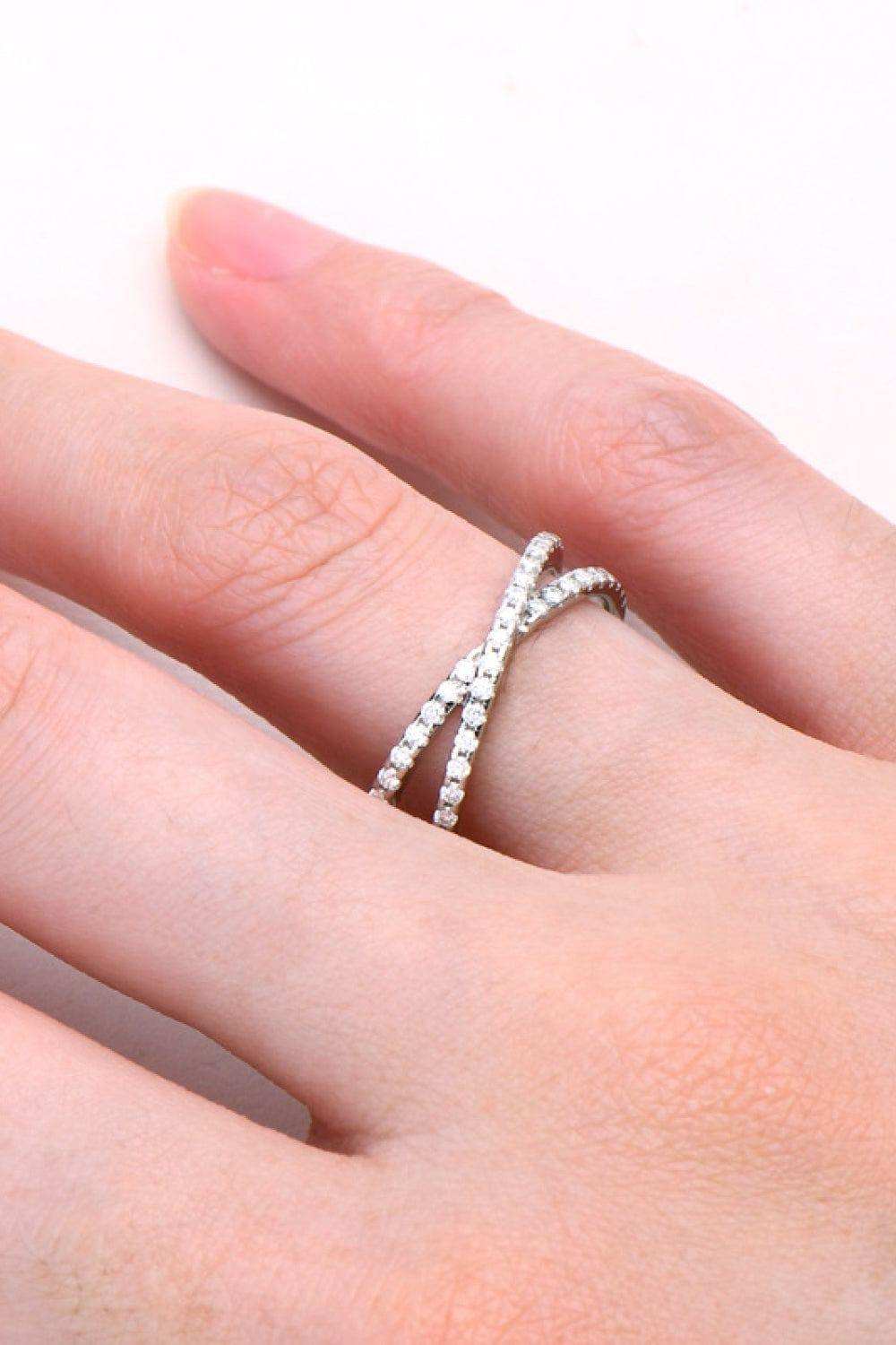 Moissanite 925 Sterling Silver Crisscross Ring - Trendsi - Flyclothing LLC