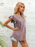 Round Neck Butterfly Sleeve Top - Trendsi - Flyclothing LLC