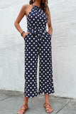 Polka Dot Grecian Wide Leg Jumpsuit - Trendsi - Flyclothing LLC