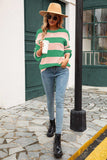 Striped Balloon Sleeve Knit Pullover - Trendsi - Flyclothing LLC