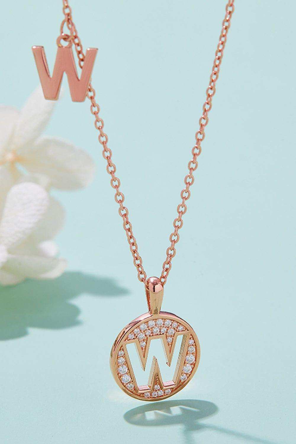 Moissanite U to Z Pendant Necklace - Trendsi - Flyclothing LLC