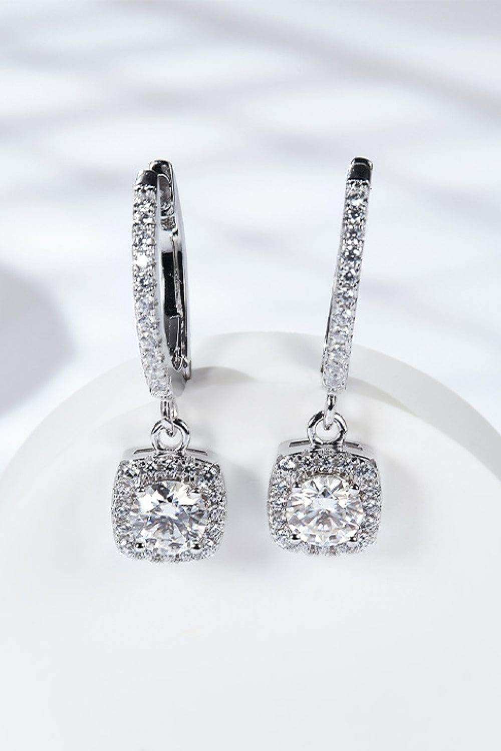 Moissanite Huggie Drop Earrings - Trendsi - Flyclothing LLC