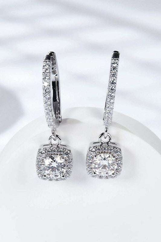 Moissanite Huggie Drop Earrings - Trendsi - Flyclothing LLC