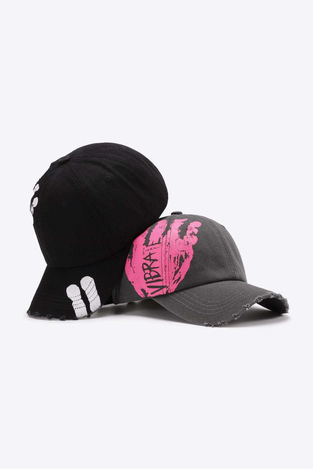 VIBRA Graphic Distressed Adjustable Baseball Cap - Trendsi - Flyclothing LLC
