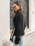 Decorative Button Slit Sweater - Trendsi - Flyclothing LLC