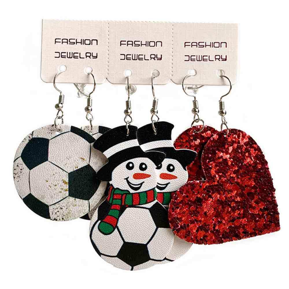 Snowman, Ball, and Heart Earrings Set - Trendsi - Flyclothing LLC