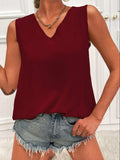 V-Neck Curved Hem Tunic Tank - Trendsi - Flyclothing LLC