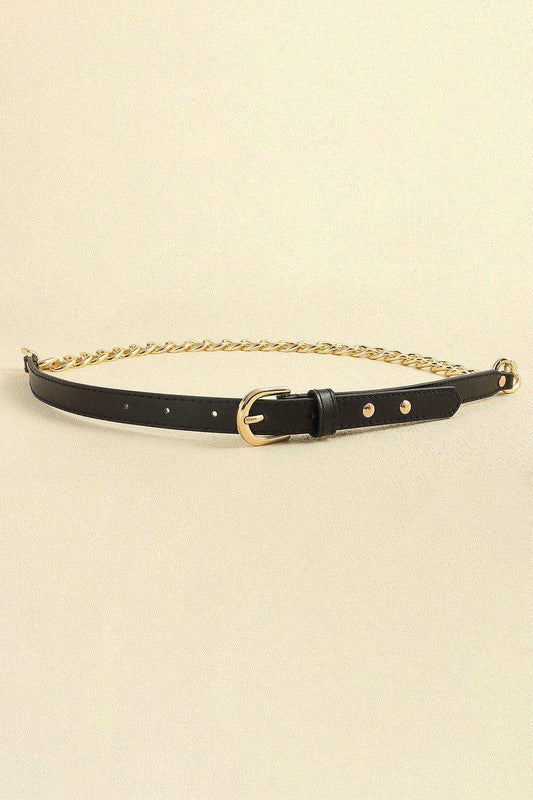 PU Leather Chain Belt - Trendsi - Flyclothing LLC