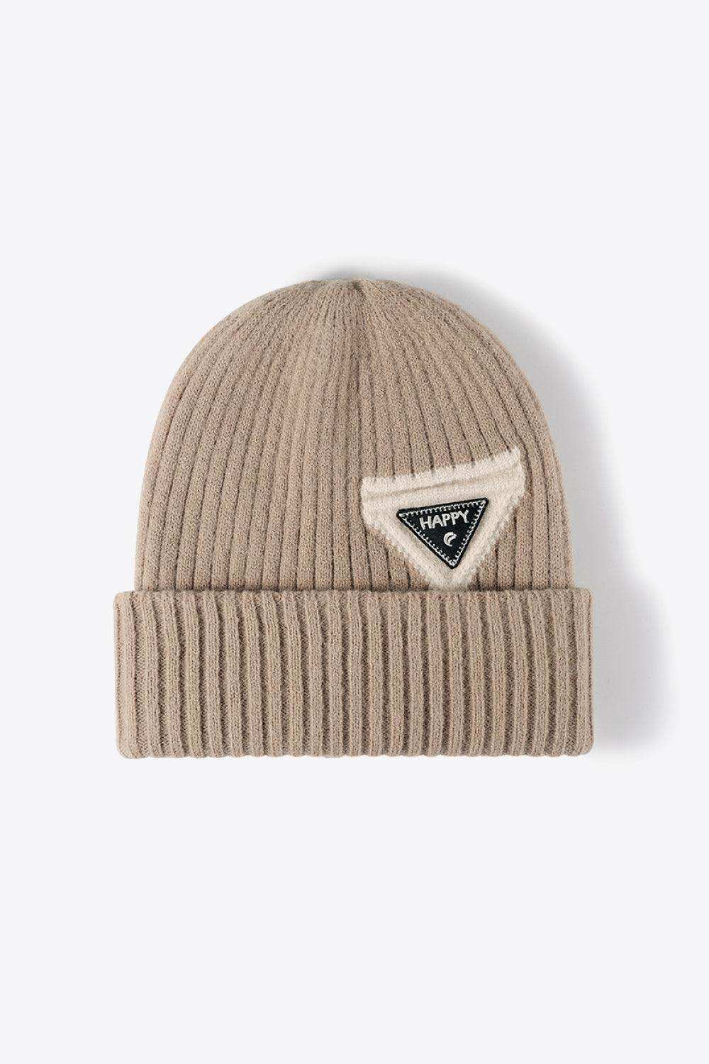 HAPPY Contrast Beanie - Trendsi - Flyclothing LLC
