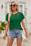 Spliced Lace Flutter Sleeve Top - Trendsi - Flyclothing LLC