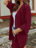 Striped Open Front Knit Cardigan - Trendsi - Flyclothing LLC