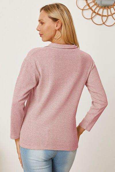 Collared Neck Dropped Shoulder T-Shirt - Trendsi - Flyclothing LLC