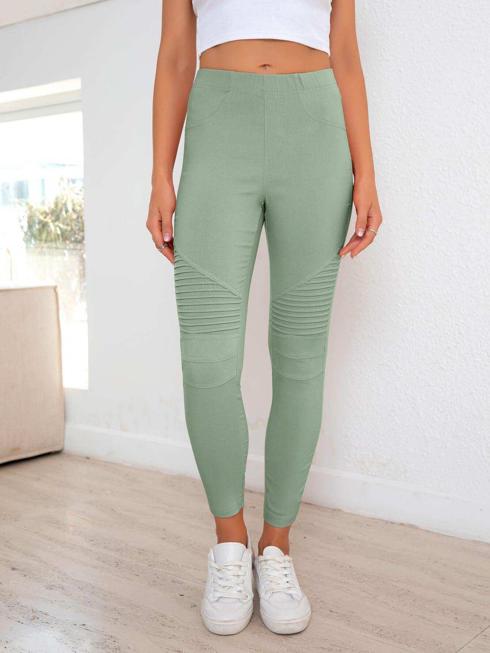 Ribbed Detail Leggings - Trendsi - Flyclothing LLC
