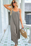 Round Neck Pocketed Sleeveless Jumpsuit - Trendsi - Flyclothing LLC