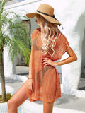Side Slit Plunge Openwork Cover-Up - Trendsi - Flyclothing LLC