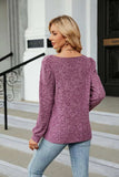 Ribbed Square Neck Long Sleeve T-Shirt - Trendsi - Flyclothing LLC