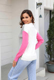 Round Neck Contrast Color Dropped Shoulder Sweater - Trendsi - Flyclothing LLC