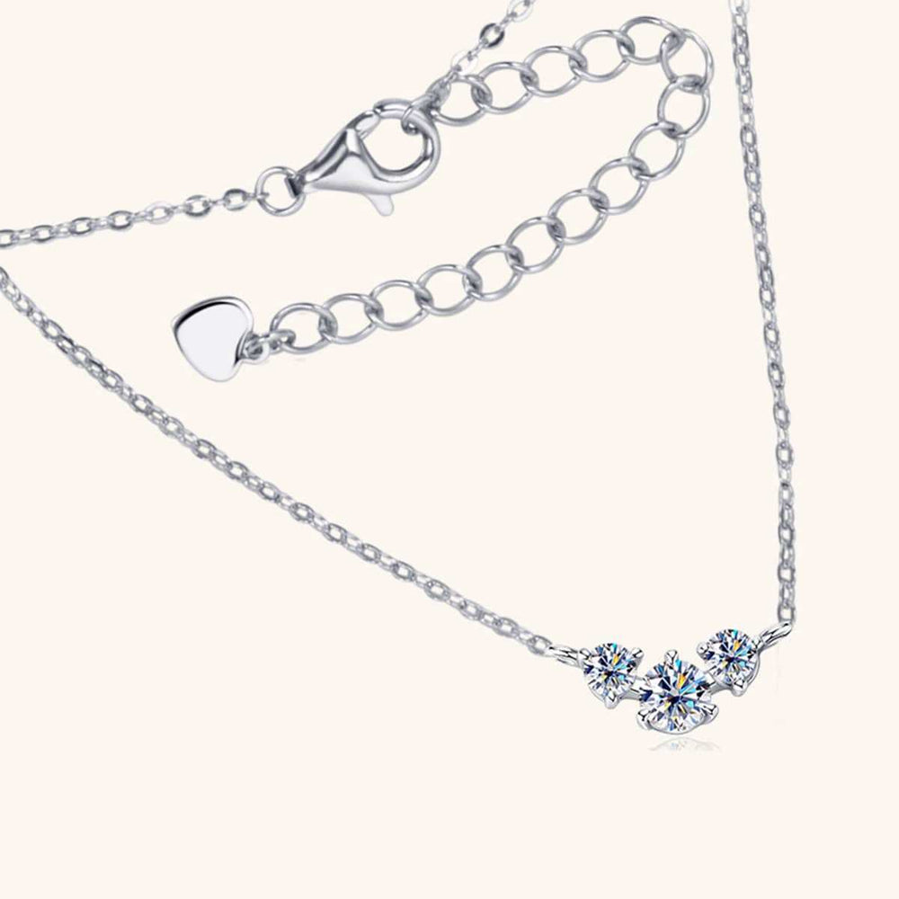 925 Sterling Silver Inlaid Moissanite Necklace - Trendsi - Flyclothing LLC