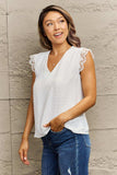 V-Neck Lace Trim Tank Top - Trendsi - Flyclothing LLC