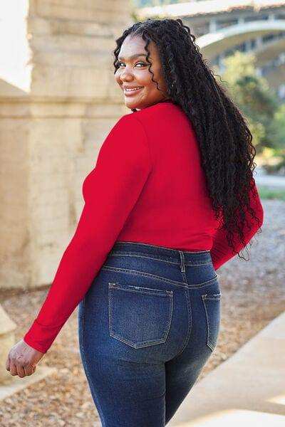 Basic Bae Full Size Round Neck Long Sleeve Bodysuit - Trendsi - Flyclothing LLC