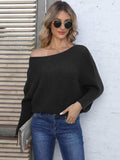 Full Size Horizontal Ribbing Dolman Sleeve Sweater - Trendsi - Flyclothing LLC