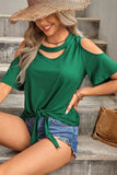 Tied Cutout Cold-Shoulder Top - Trendsi - Flyclothing LLC