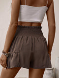 Tie Front Smocked Waist Shorts - Trendsi - Flyclothing LLC