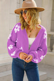 Floral Open Front Fuzzy Cardigan - Trendsi - Flyclothing LLC