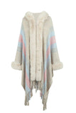Color Block Fringe Detail Poncho - Trendsi - Flyclothing LLC