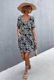 Printed Button down Pocketed Dress - Trendsi - Flyclothing LLC