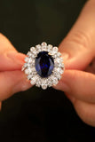 Lab-Grown Sapphire Flower Shape Ring - Trendsi - Flyclothing LLC