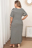 Plus Size V-Neck Side Slit Maxi Dress - Trendsi - Flyclothing LLC