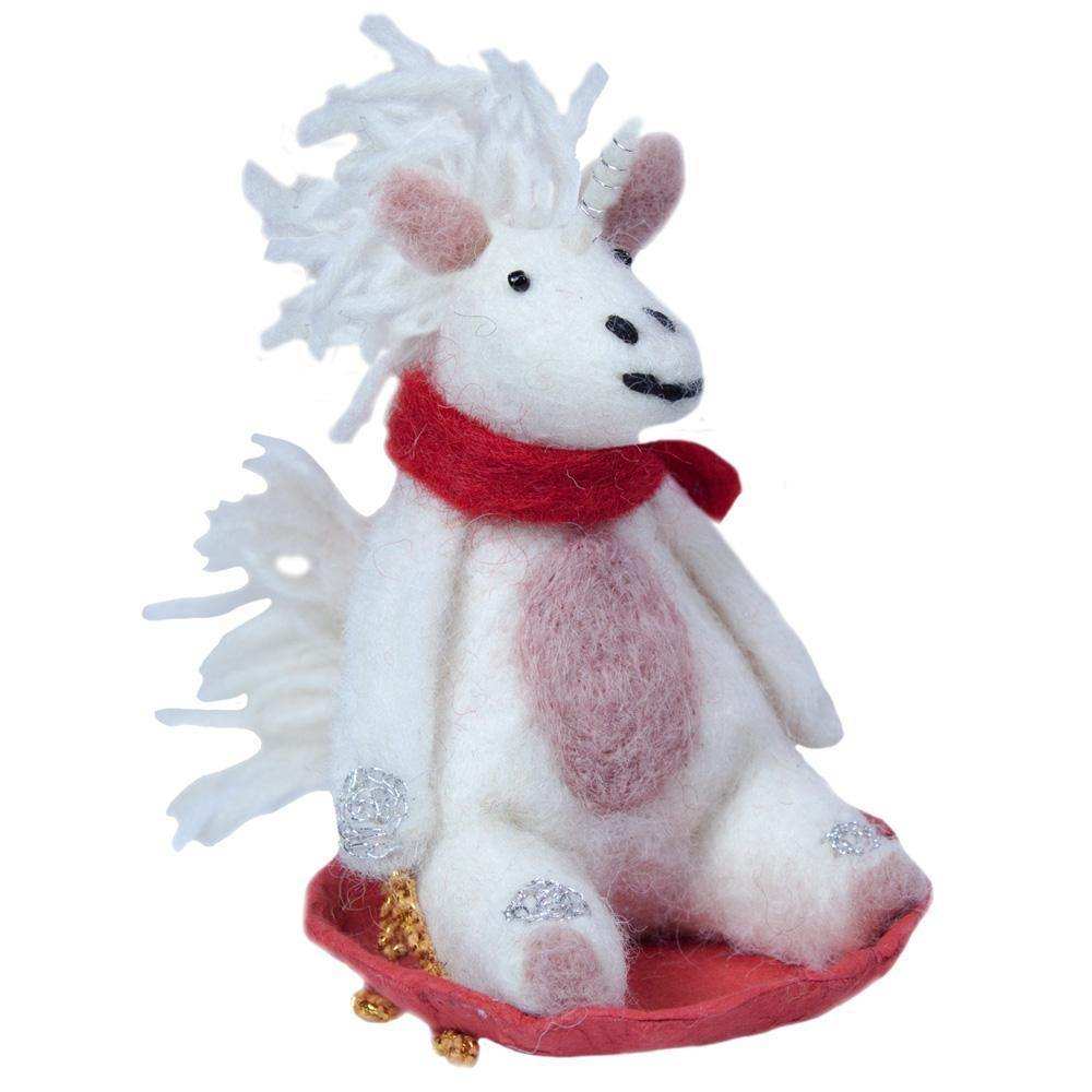 Sledding Unicorn Felt Ornament - Wild Woolies (H) - Wild Woolies (H) - Flyclothing LLC