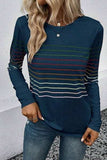 Striped Round Neck Long Sleeve T-Shirt - Trendsi - Flyclothing LLC