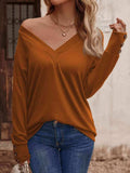 V-Neck Long Sleeve Top - Trendsi - Flyclothing LLC