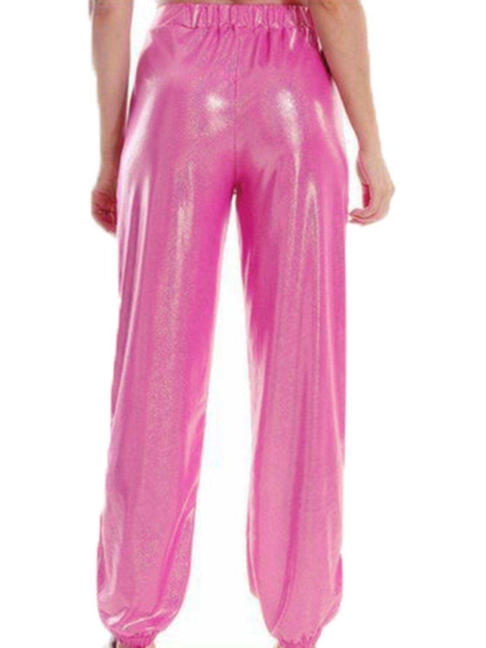 Glitter Elastic Waist Pants with Pockets - Trendsi - Flyclothing LLC