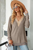 Slit V-Neck Long Sleeve T-Shirt - Trendsi - Flyclothing LLC