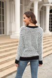 Printed Round Neck Dropped Shoulder Sweater - Trendsi - Flyclothing LLC