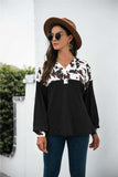 Animal Print Color Block Waffle-Knit Top - Trendsi - Flyclothing LLC