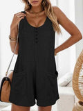 Waffle-Knit Scoop Neck Wide Strap Romper - Trendsi - Flyclothing LLC