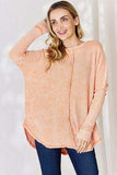 Zenana Oversized Washed Waffle Long Sleeve Top - Trendsi - Flyclothing LLC