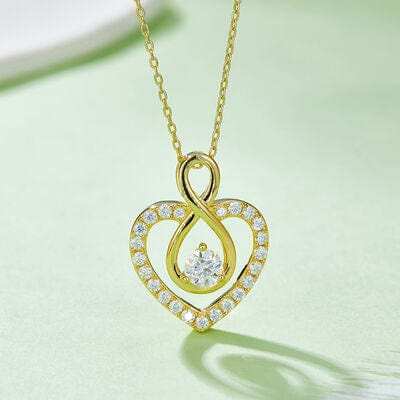 1 Carat Moissanite 925 Sterling Silver Heart Shape Necklace - Trendsi - Flyclothing LLC