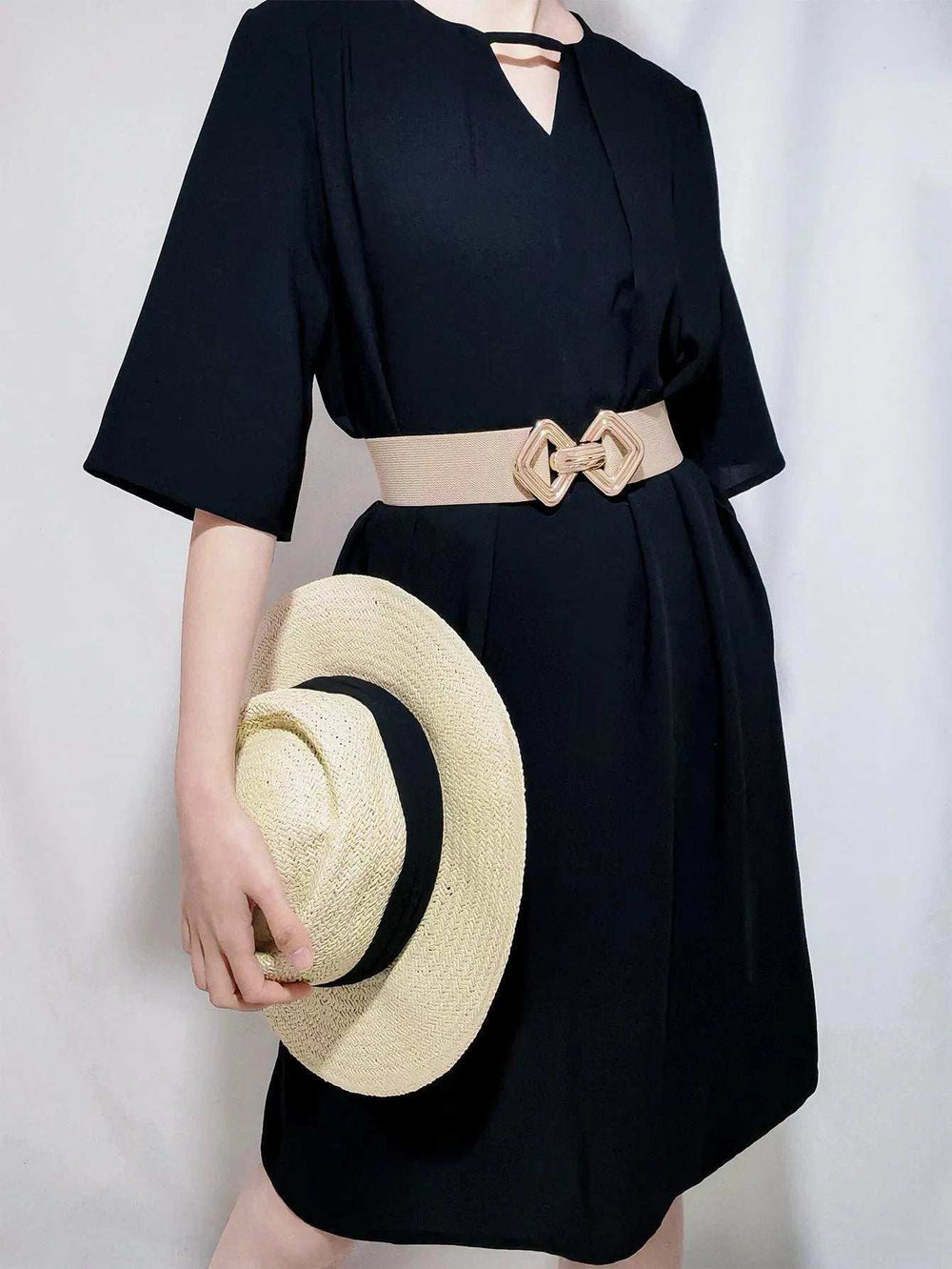 Geometric Buckle Elastic Wide Belt - Trendsi - Flyclothing LLC