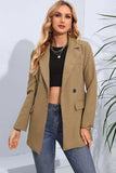 Lapel Neck Long Sleeve Blazer with Pockets - Trendsi - Flyclothing LLC