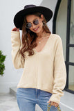 V-Neck Center Seam Sweater - Trendsi - Flyclothing LLC