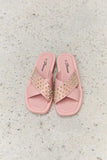 Forever Link Studded Cross Strap Sandals in Blush - Trendsi - Flyclothing LLC