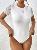 Lace Backless Round Neck Bodysuit - Trendsi - Flyclothing LLC