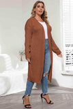 Plus Size Open Front Long Sleeve Cardigan - Trendsi - Flyclothing LLC