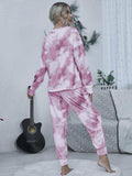 Tie-dye Round Neck Top and Drawstring Pants Lounge Set - Trendsi - Flyclothing LLC